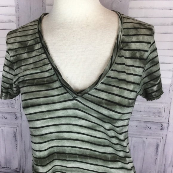 Sloane Rouge Green Black Striped Tunic Tee Shirt Dress Small - Picture 4 of 7